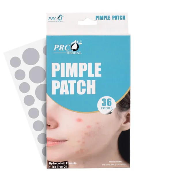 PRC_Herbal_Acne_Pimple_Patches_(72_Patches)–_Waterproof_hydrocolloid_formula_with_Tea_Tree_Oil_for_quick_healing_&_oil_control._Gentle_on_skin,_protects_&_absorbs_overnight._(36_patches:_24_small_8mm_+_12_large_12mm)_Pack_Of_2_