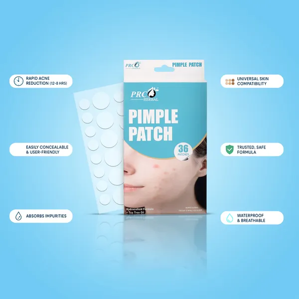 PRC_Herbal_Acne_Pimple_Patches_(72_Patches)–_Waterproof_hydrocolloid_formula_with_Tea_Tree_Oil_for_quick_healing_&_oil_control._Gentle_on_skin,_protects_&_absorbs_overnight._(36_patches:_24_small_8mm_+_12_large_12mm)_Pack_Of_2_