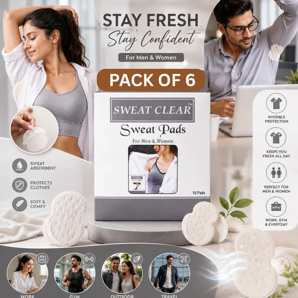 PRC_Sweat_Clear_Disposable_Underarm_Sweat_Pads_(Box)_(_60_PADS)_For_Women_&_Men,_Folded,_Sweat_Absorbent,_Stain_Proof,_With_Anti-Bacterial_Technology,_Bad_Odour_Control,_Jasmine_Fragrance_,Skin_Friendly,_Safe_On_Any_Type_Of_Fabrics_(Each_Pack_Contain_10_Pads)_Pack_Of_6