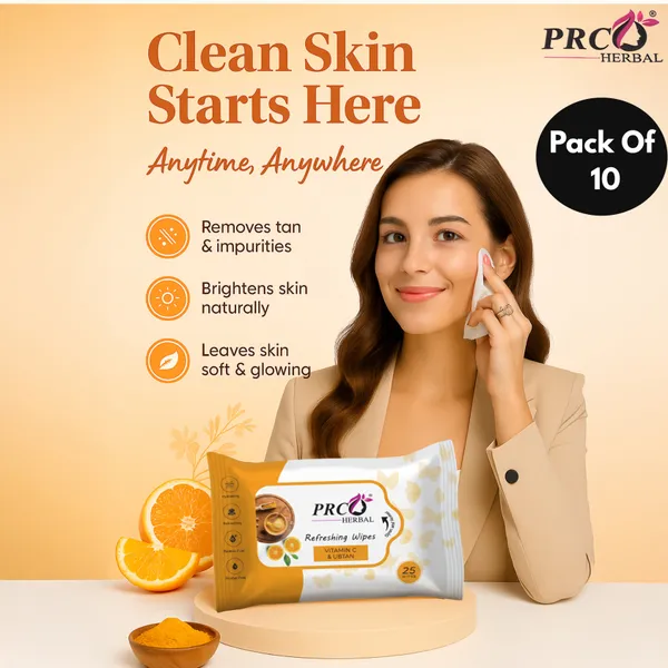 PRC_HERBAL_Ubtan_&_Vitamin-C_Refreshing_Wet_Wipes_For_Face_Facial_Cleansing_Refreshing_&_Skin_Hydration_Soothing_For_Skin_Ph_Balance_&_Alcohol_Free_Nourishing_With_Fruit_Extract_(Each_Pack_Contain_25Wipes)_(Pack_Of_10)