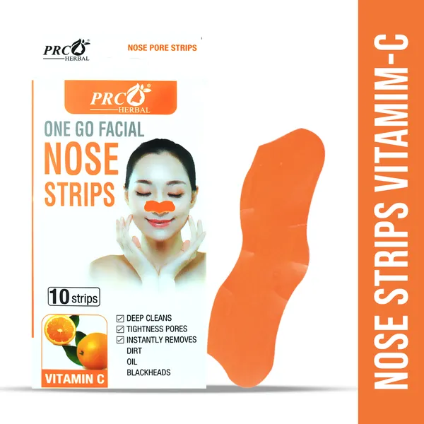 PRC_HERBAL_Nose_Pore_Strips_Vitamin-C_For_Blackhead_Removal_And_Pore_Tightening_Herbal_Deep_Cleansing_Nose_Pore_Strips_Removes_Dirt,_Oil_&_Whiteheads_(Each_Pack_Contain_-_10_Strips)_Pack_Of_4_