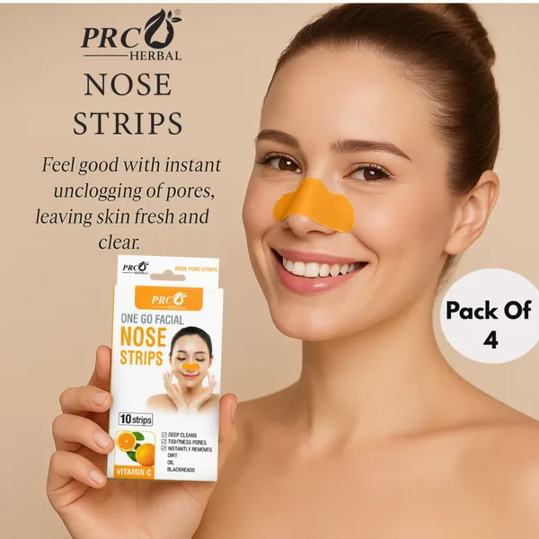PRC_HERBAL_Nose_Pore_Strips_Vitamin-C_For_Blackhead_Removal_And_Pore_Tightening_Herbal_Deep_Cleansing_Nose_Pore_Strips_Removes_Dirt,_Oil_&_Whiteheads_(Each_Pack_Contain_-_10_Strips)_Pack_Of_4_