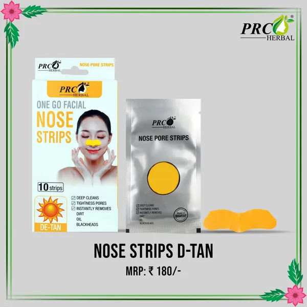 PRC_HERBAL_Nose_Pore_Strips_D-Tan_For_Blackhead_Removal_And_Pore_Tightening_Herbal_Deep_Cleansing_Nose_Pore_Strips_Removes_Dirt,_Oil_&_Whiteheads_(Each_Pack_Contain_10_Strips)_Pack_Of_2