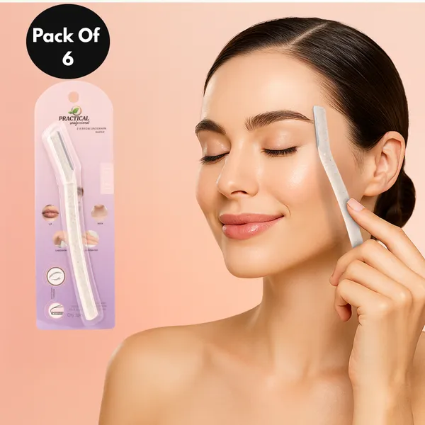 PRC_PRACTICAL__Eyebrow_&_Face_Razor_For_Women_(White)_Facial_Hair_Instant_Glow_&_Painless_Hair_Removal_German_Blades_For_Eyebrows,_Upper_Lip,_Chin,_Peach_Fuzz,_Forehead,_Unibrow,_Sideburns_(Pack_Of_6)