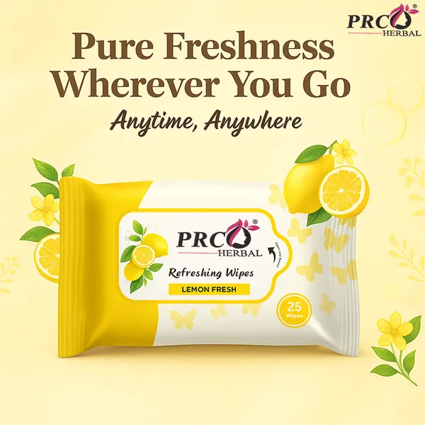 PRC_HERBAL_Lemon_Refreshing_Wet_Wipes_For_Face_Cleansing_Refreshing_&_Skin_Hydration_Soothing_For_Skin_Ph_Balance_&_Alcohol_Free_Nourishing_With_Fruit_Extract_(Each_Pack_Contain_25_Wipes)__(Pack_Of_10)