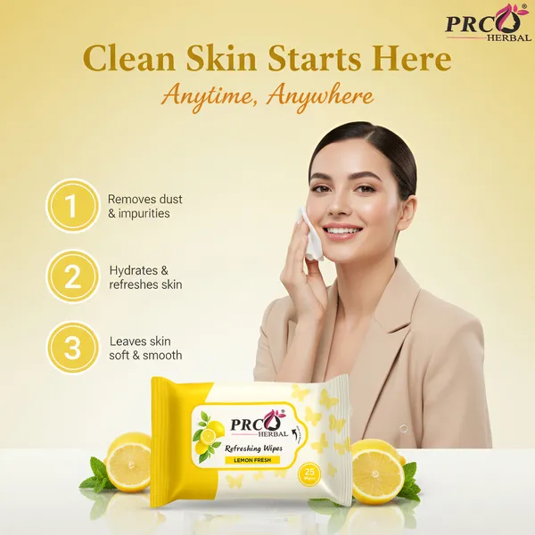 PRC_HERBAL_Lemon_Refreshing_Wet_Wipes_For_Face_Cleansing_Refreshing_&_Skin_Hydration_Soothing_For_Skin_Ph_Balance_&_Alcohol_Free_Nourishing_With_Fruit_Extract_(Each_Pack_Contain_25_Wipes)__(Pack_Of_10)