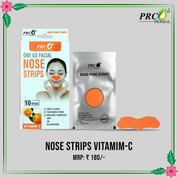PRC_HERBAL_Nose_Pore_Strips_Vitamin-C_For_Blackhead_Removal_And_Pore_Tightening_Herbal_Deep_Cleansing_Nose_Pore_Strips_Removes_Dirt,_Oil_&_Whiteheads_(Each_Pack_Contain_-_10_Strips)_Pack_Of_4_