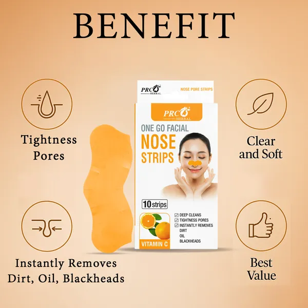 PRC_HERBAL_Nose_Pore_Strips_Vitamin-C_For_Blackhead_Removal_And_Pore_Tightening_Herbal_Deep_Cleansing_Nose_Pore_Strips_Removes_Dirt,_Oil_&_Whiteheads_(Each_Pack_Contain_-_10_Strips)_Pack_Of_4_