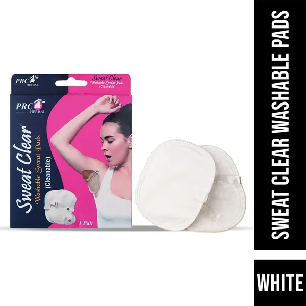 PRC_Sweat_Clear_Premium_Reusable_Washable_Underarms_Sweat_Pads_(White),_Under_Arm_Sweat_Protectors,_Breathable_Absorbent_Sweat_Pads_(Each_Pack_Contain_2_Pads)_(Pack_Of_4)