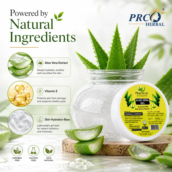 PRC_Herbal_Practical_Aloe_Vera_Gel_White_500ml_(POACK_OF_12)_|_99%_Pure_Aloe_with_Vitamin_E_|_Face_&__Skin_Hydration_Gel