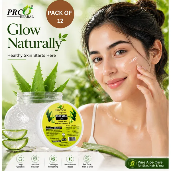 PRC_Herbal_Practical_Aloe_Vera_Gel_White_500ml_(POACK_OF_12)_|_99%_Pure_Aloe_with_Vitamin_E_|_Face_&__Skin_Hydration_Gel