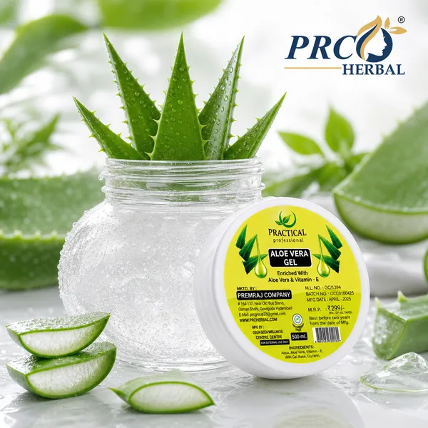 PRC_Herbal_Practical_Aloe_Vera_Gel_White_500ml_(POACK_OF_12)_|_99%_Pure_Aloe_with_Vitamin_E_|_Face_&__Skin_Hydration_Gel
