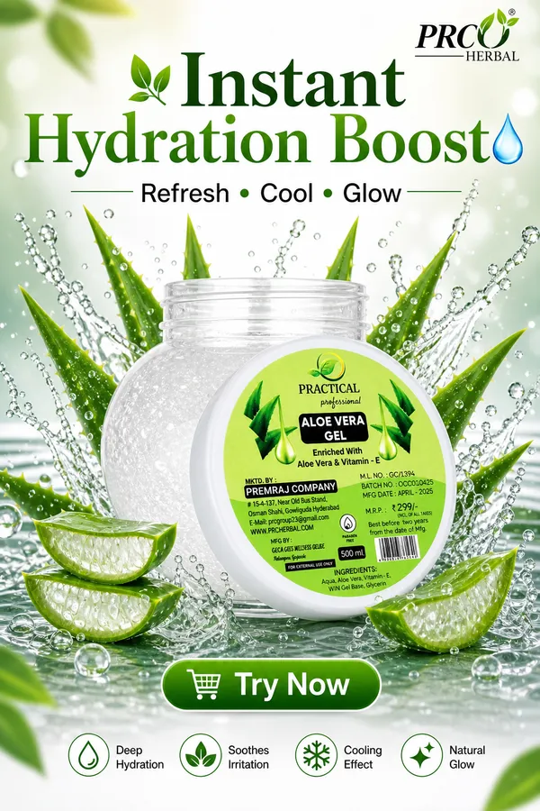 PRC_Herbal_Practical_Aloe_Vera_Gel_White_500ml_(POACK_OF_12)_|_99%_Pure_Aloe_with_Vitamin_E_|_Face_&__Skin_Hydration_Gel