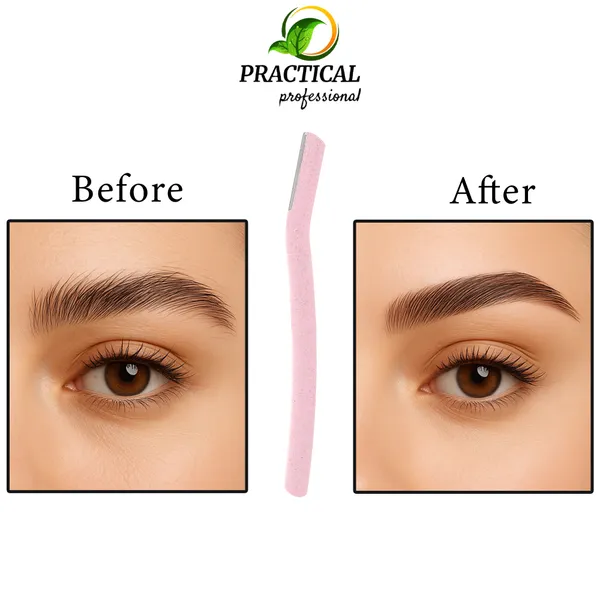 PRC_PRACTICAL__Eyebrow_&_Face_Razor_For_Women_(Pink)_Facial_Hair_Instant_Glow_&_Painless_Hair_Removal_German_Blades_For_Eyebrows,_Upper_Lip,_Chin,_Peach_Fuzz,_Forehead,_Unibrow,_Sideburns_(Pack_Of_10)