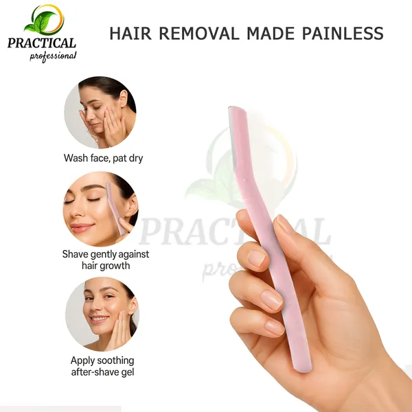 PRC_PRACTICAL__Eyebrow_&_Face_Razor_For_Women_(Pink)_Facial_Hair_Instant_Glow_&_Painless_Hair_Removal_German_Blades_For_Eyebrows,_Upper_Lip,_Chin,_Peach_Fuzz,_Forehead,_Unibrow,_Sideburns_(Pack_Of_10)