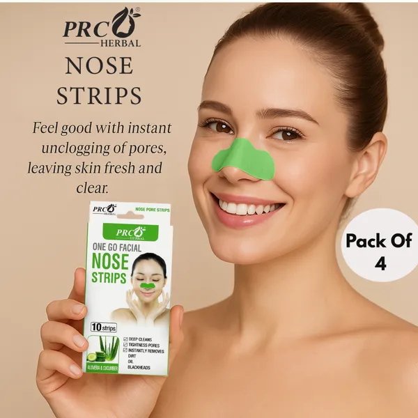 PRC_HERBAL_Nose_Pore_Strips_Aloevera_&_Cucumbar_For_Blackhead_Removal_And_Pore_Tightening_Herbal_Deep_Cleansing_Nose_Pore_Strips_Removes_Dirt,_Oil_&_Whiteheads_(Each_Pack_Contain_10_Strips)_Pack_Of_4