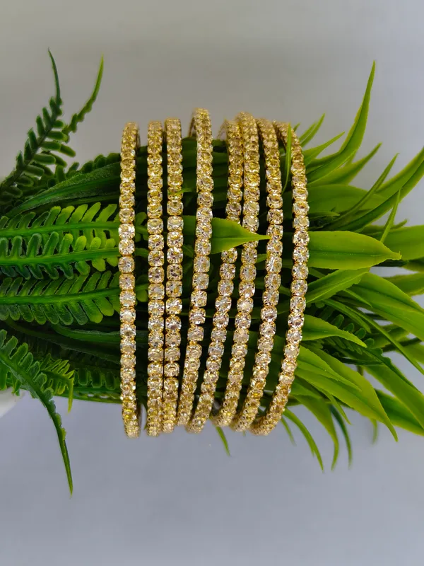 Ishika_Bangle_|_Antique_Golden|_American_Diamond_Kada_|_Set_of_8
