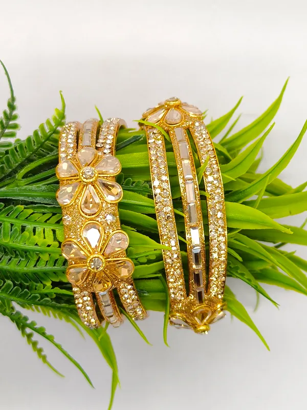 Ayushi_Bangle_|_Gold_Plated_|_Floral_American_Diamond_|_Set_of_2