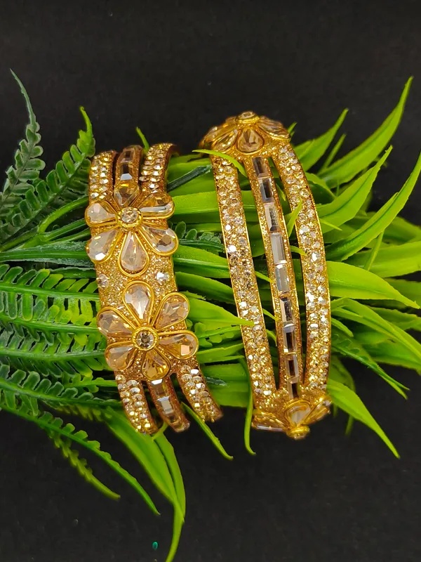 Ayushi_Bangle_|_Gold_Plated_|_Floral_American_Diamond_|_Set_of_2