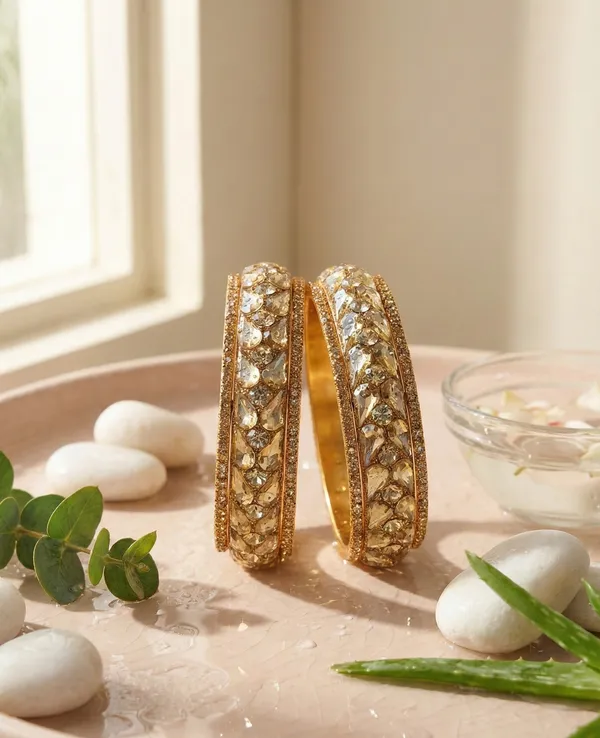 Asha_Bangle_|_Golden_Plated_|Petal_Stone_Kada_|_Set_of_2