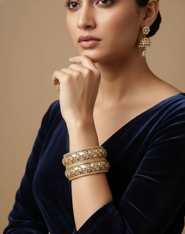 Asha_Bangle_|_Golden_Plated_|Petal_Stone_Kada_|_Set_of_2