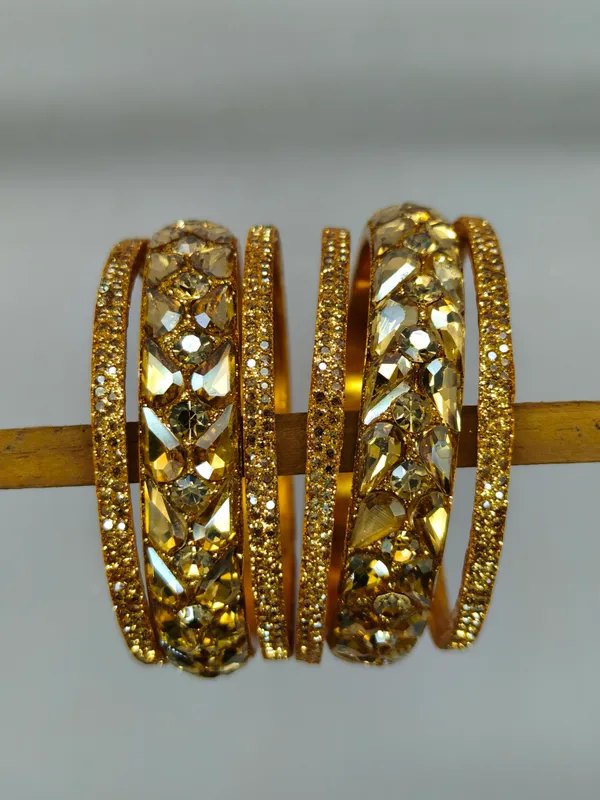 Asha_Bangle_|_Golden_Plated_|Petal_Stone_Kada_|_Set_of_2