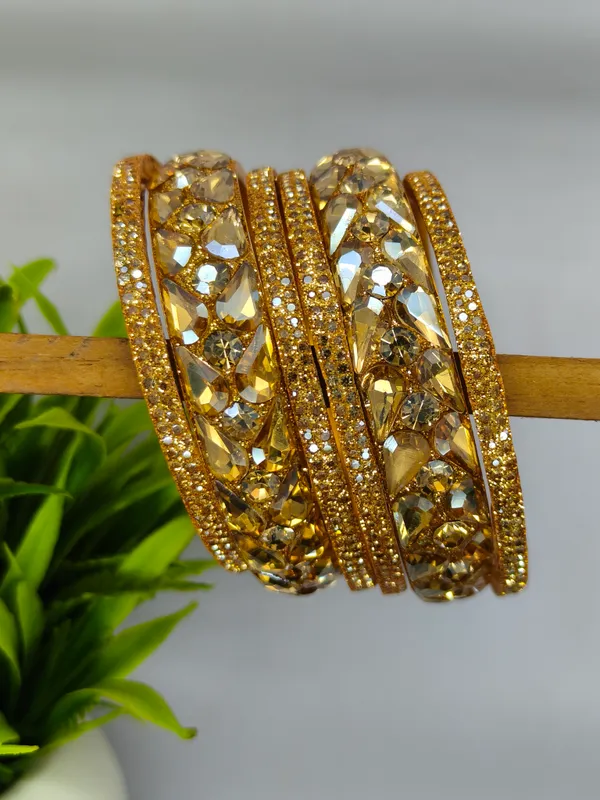 Asha_Bangle_|_Golden_Plated_|Petal_Stone_Kada_|_Set_of_2