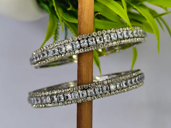Kusum_Bangle_|_Silver_Plated_|Premium_American_Diamond_Kada_|_Set_of_2