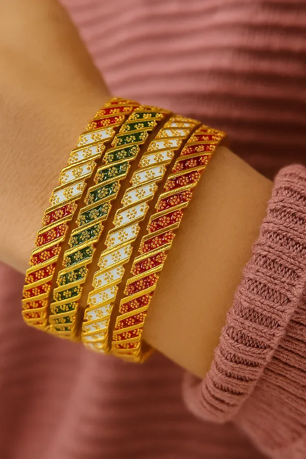 Set_of_4_Hema_Tri_Tone_Floral_Anti_Tarnish_Bangle
