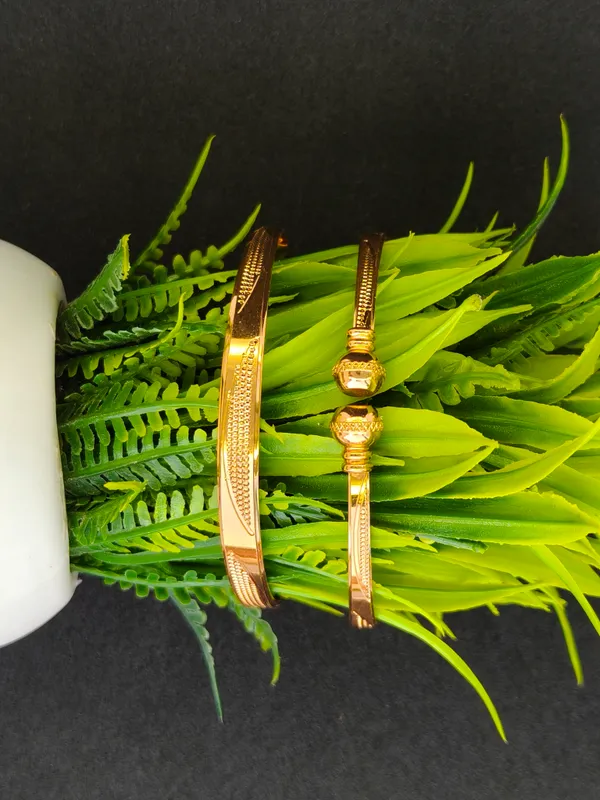 Charvi_Bracelet_|_Classic_Gold_Tone_Sleek_Bracelet_|_Set_of_2