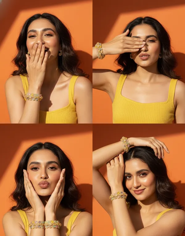 Radha_Bangle_|_Gold_Plated_|Multicolor_American_Petal_shaped_Diamond_|_Set_of_2