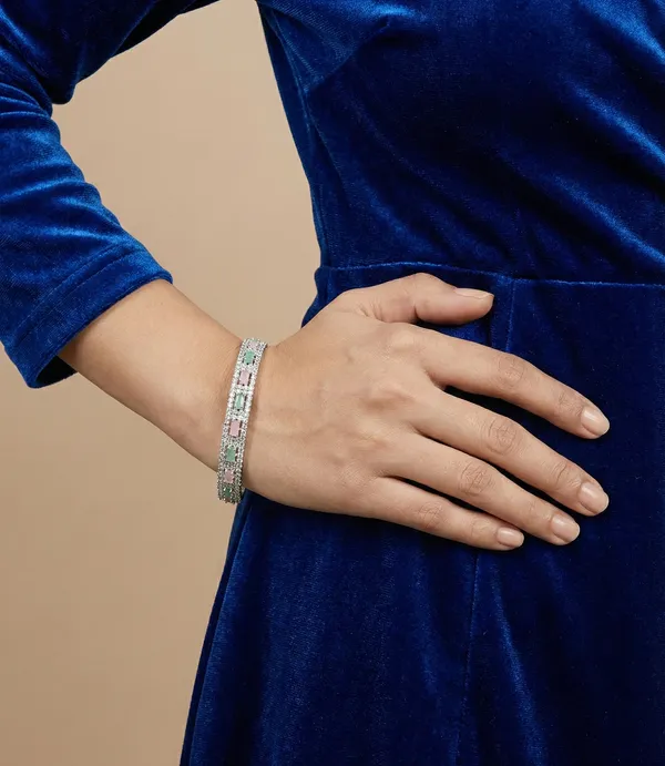 Renuka_Bangle_|_Silver_Plated_|_Multicolor_American_Diamond_|_Set_of_2