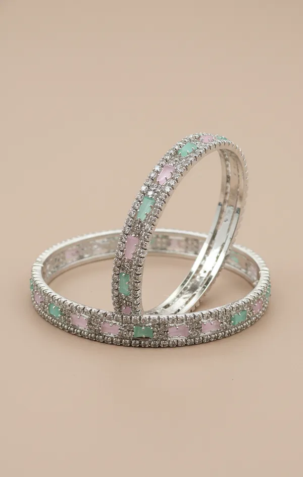 Renuka_Bangle_|_Silver_Plated_|_Multicolor_American_Diamond_|_Set_of_2