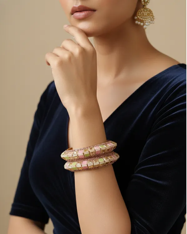 Anamika_Bangle_|_Multicolor_Rose_Gold_Traditional_Kada_|_Set_of_2