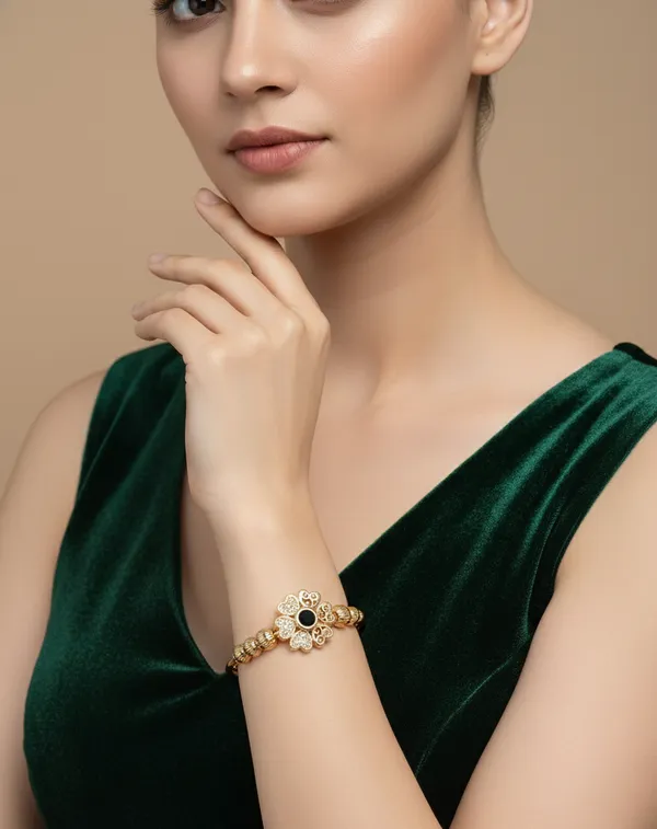 Ritika_Gold_Plated_Anti_Tarnish_Flower_Bracelet