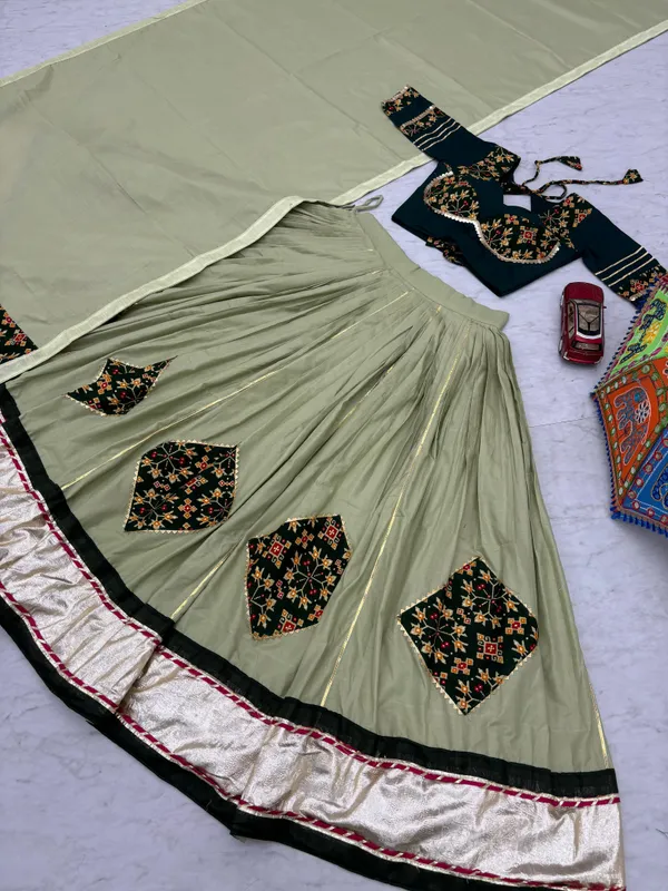 Green_Cotton_Lehenga_Choli_For_Women