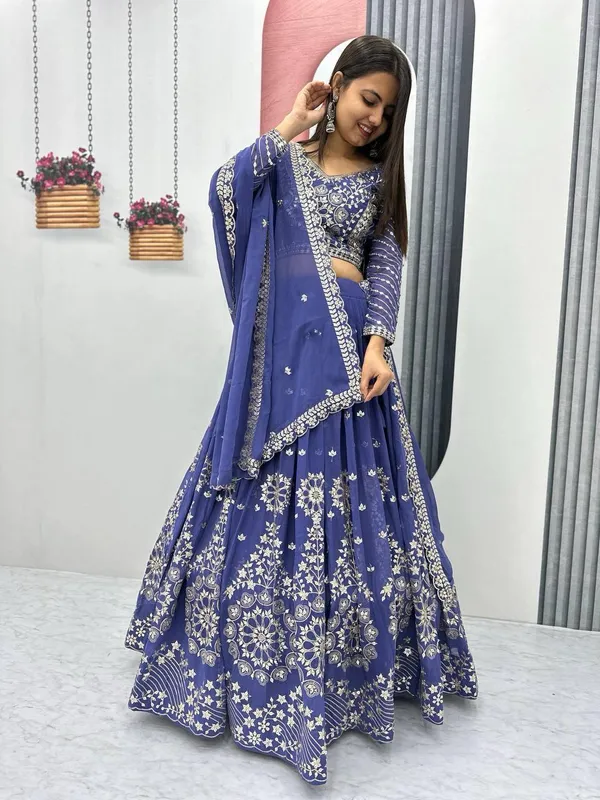 Blue_Faux-Fur_Lehenga_Choli_For_Women