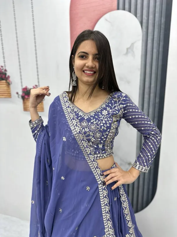 Blue_Faux-Fur_Lehenga_Choli_For_Women