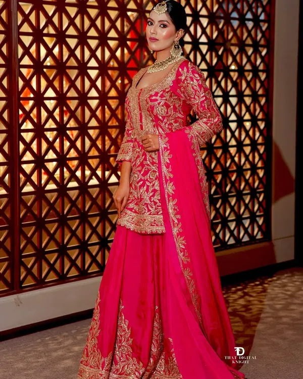 Pink_&_Green_Silk_Sharara_Suit_For_Women