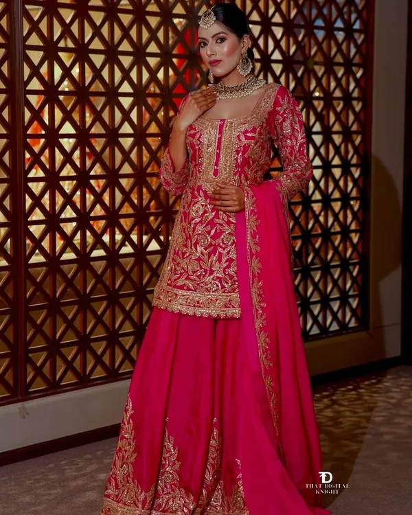 Pink_&_Green_Silk_Sharara_Suit_For_Women
