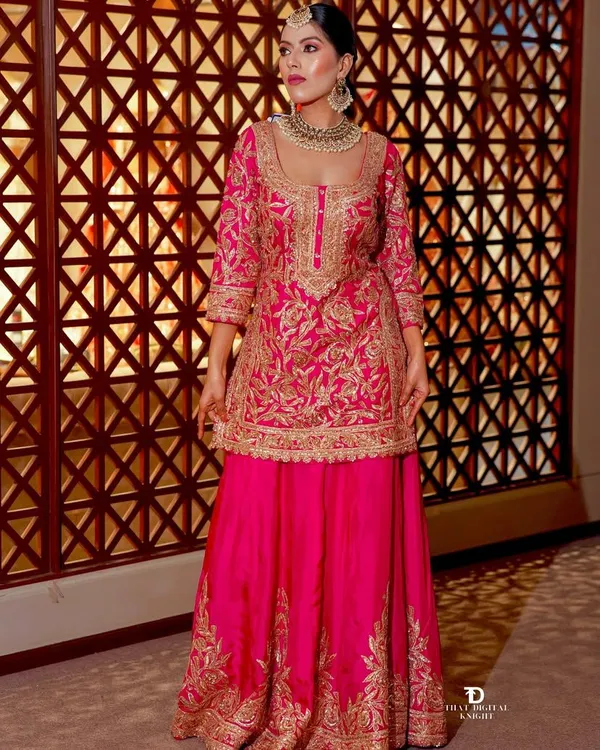 Pink_&_Green_Silk_Sharara_Suit_For_Women