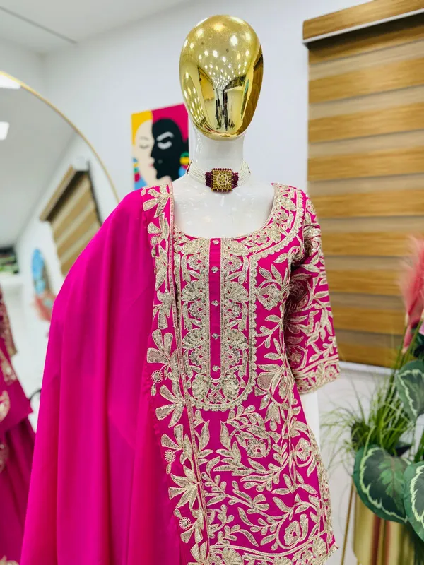 Pink_&_Green_Silk_Sharara_Suit_For_Women