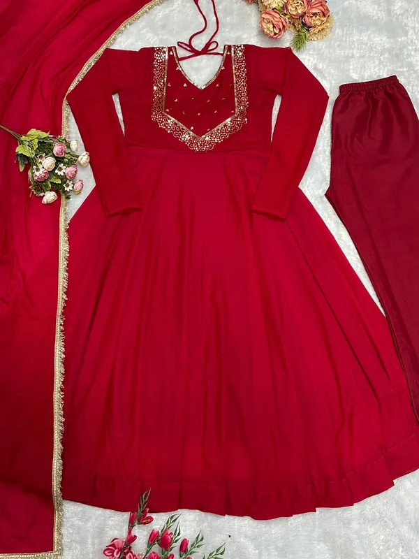Red_Cotton_Anarkali_Suit_For_Women