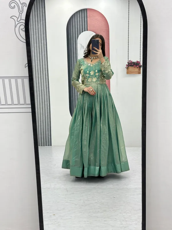 Green_Chinon_Salwar_Suit_For_Women
