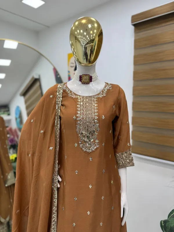 Brown_Silk_Palazzo_Set_For_Women