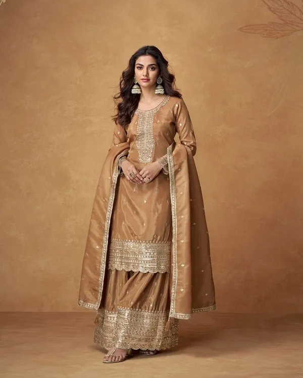Brown_Silk_Palazzo_Set_For_Women