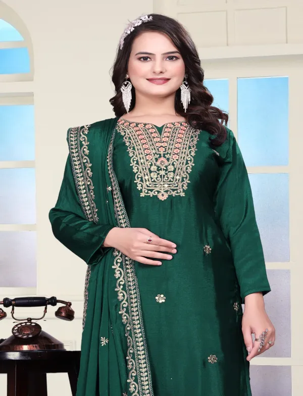 Green_Chinon_Salwar_Suit_For_Women