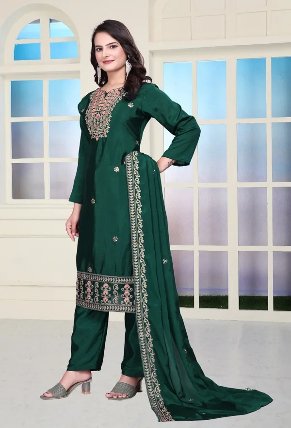 Green_Chinon_Salwar_Suit_For_Women