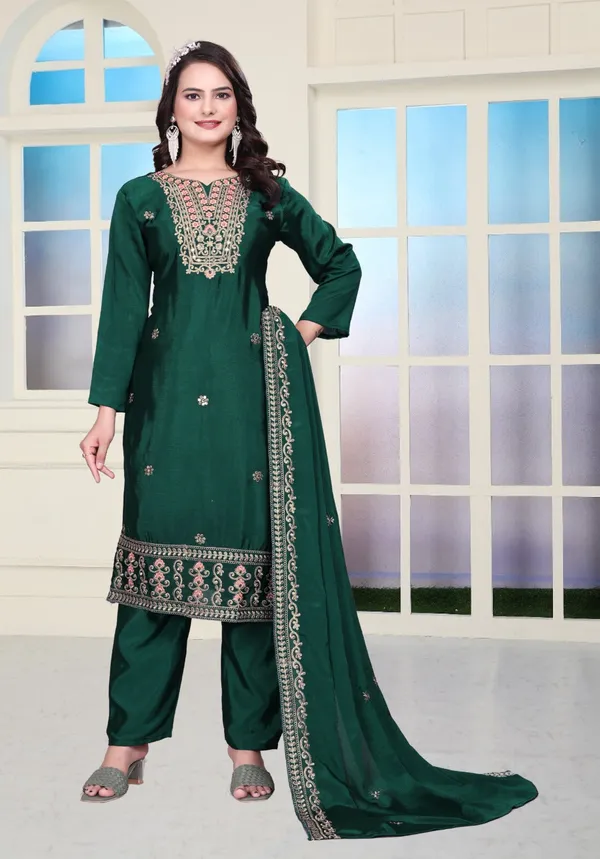 Green_Chinon_Salwar_Suit_For_Women
