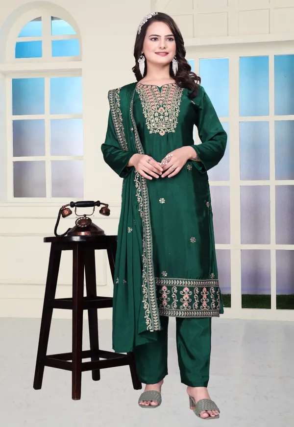 Green_Chinon_Salwar_Suit_For_Women